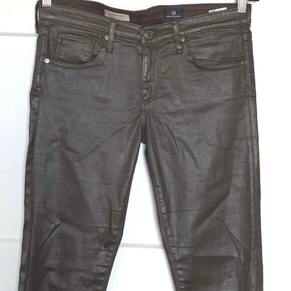AG Adriano Goldschmied Legging Ankle Super Skinny Ankle Brown Coated Jean 29R - Picture 4 of 11